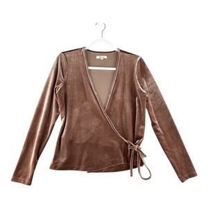 Madewell Ash Brown Velvet Ballet Wrap Top Long Sleeve Womens Small Balletcore
